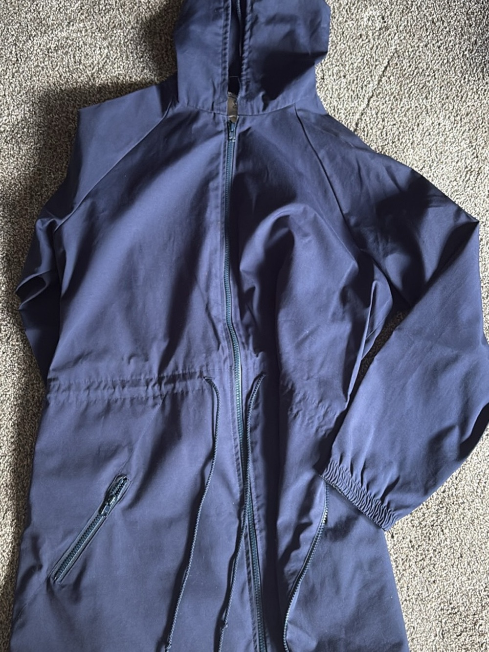 Ladies Weekender Navy Hooded Jacket - Lightweight Everyday Raincoat Coat